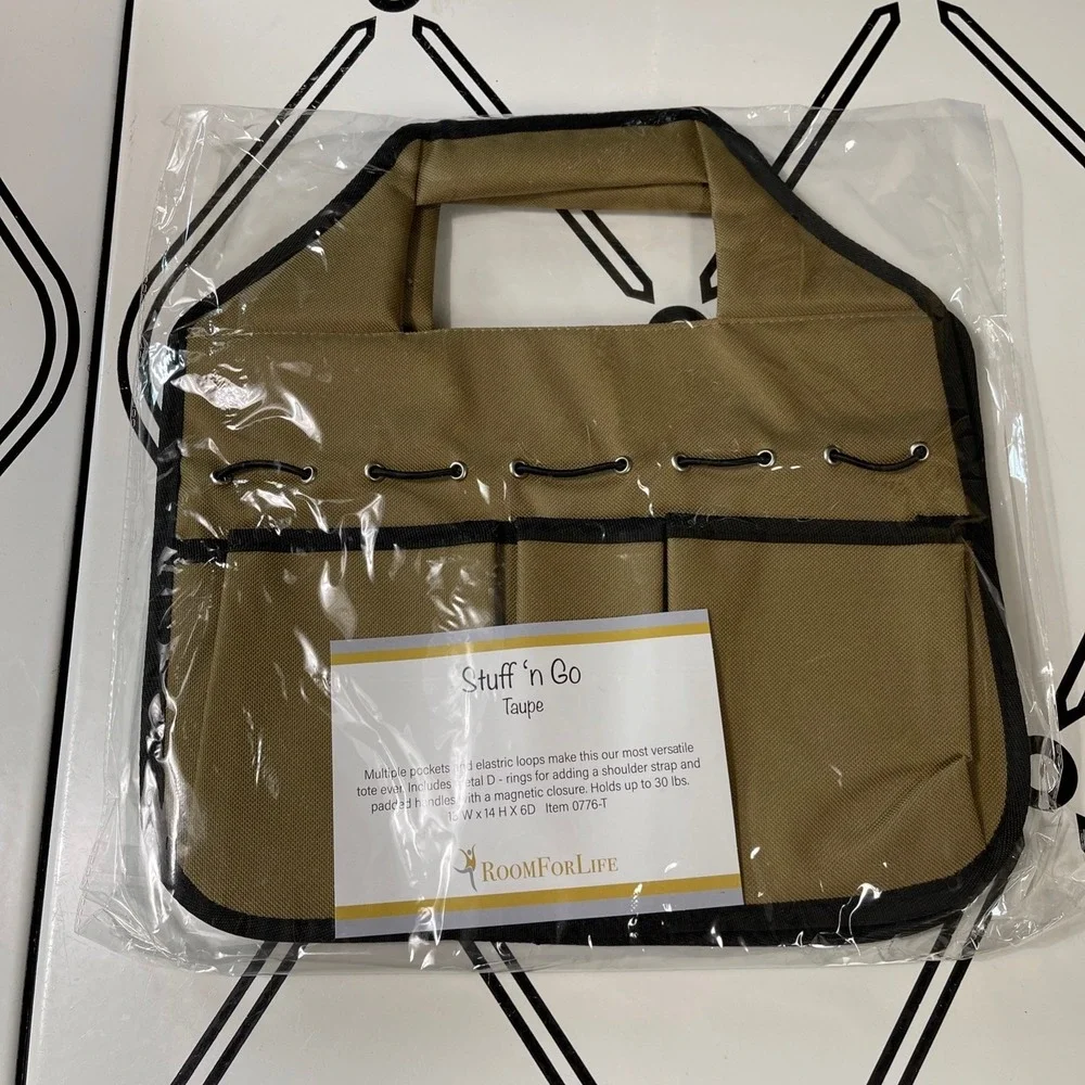 Organizer Tote Utility Multi-Purpose Bag Multiple Pockets Handles‎ Beige